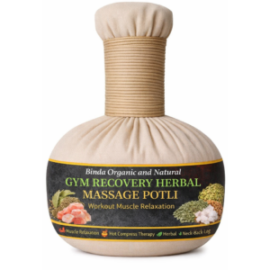 Binda Organic & Natural Gym Recovery Herbal Massage Potli | Ayurvedic Hot Compress Therapy for Muscle Pain Relief | For Gym, Yoga, Sports | Back, Neck, Shoulder & Leg Pain