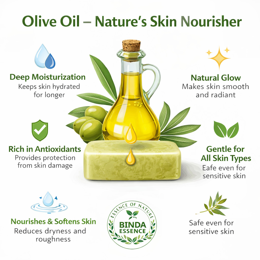 Binda Essence Olive Oil Soap – Natural Handmade Moisturizing Bath Soap 125g - Image 3